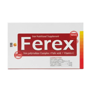 Ferex Tablets – Iron, Folic Acid & Vitamin C Supplement for Anemia & Energy